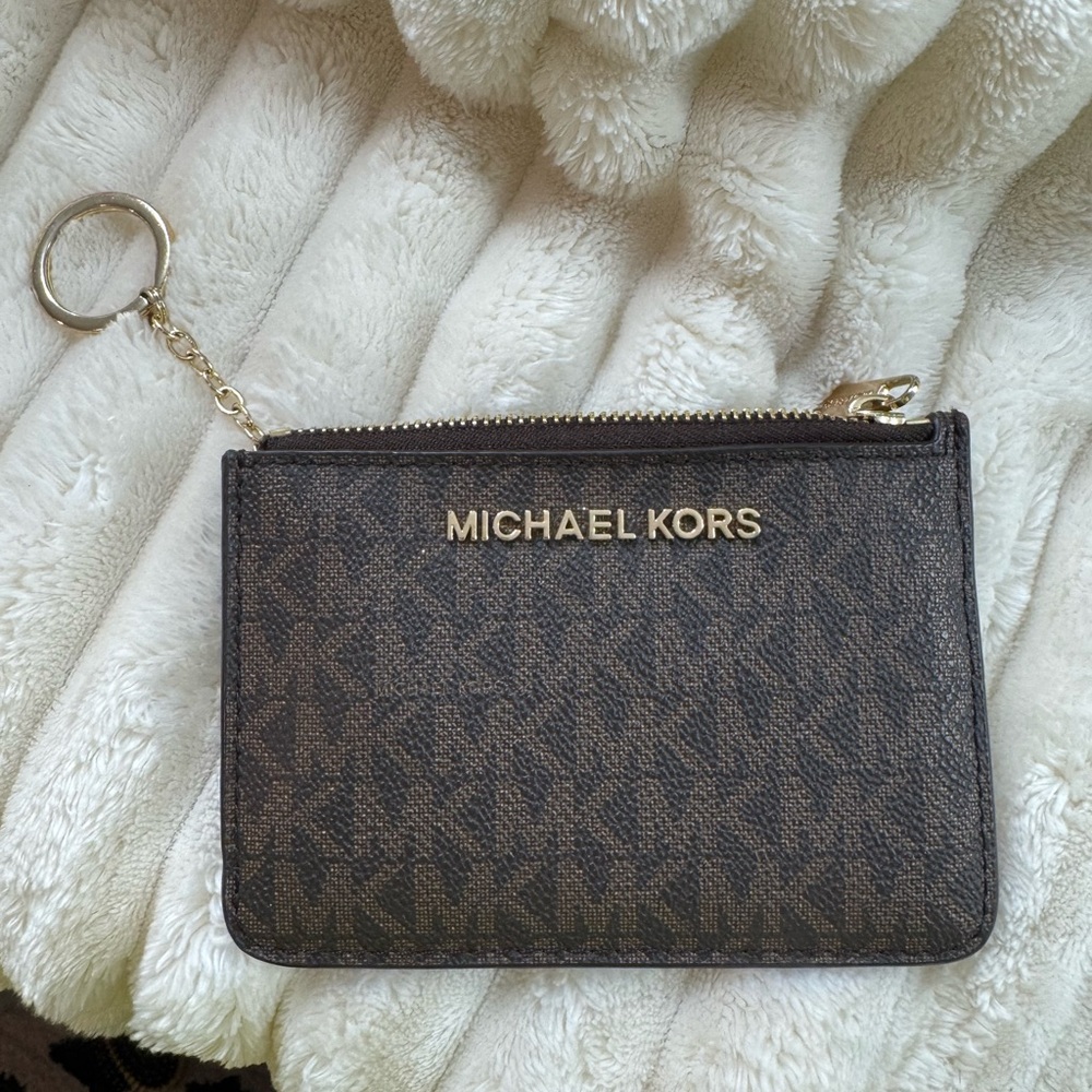 Michael Kors Tan Wristlet with Gold Zipper